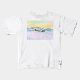 Landscape of Norway - The Blue Houses by Claude Monet Kids T-Shirt